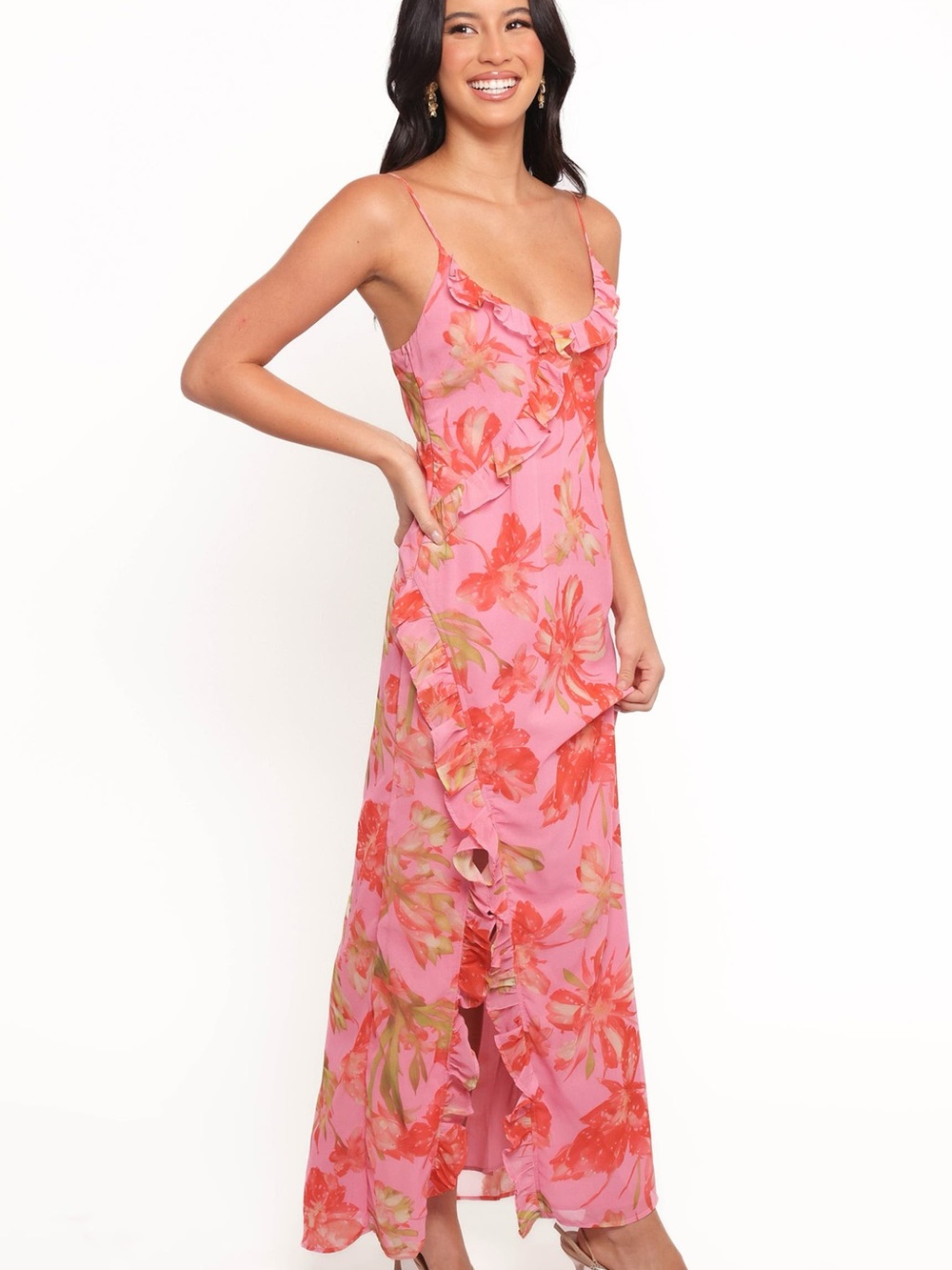Petal and Pup Charli Pink Floral Tropical Print Slip Midi Dress NWT XS - Picture 5 of 15
